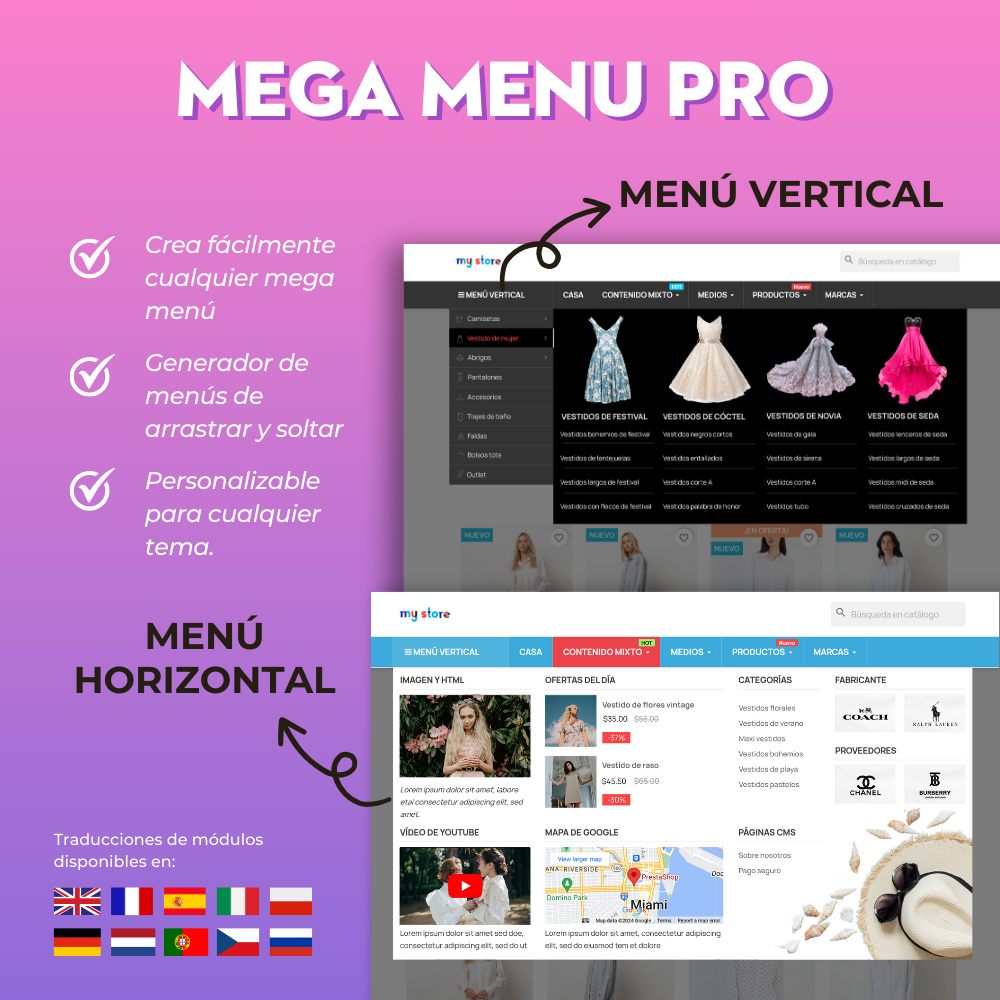 Mega Menu PRO - Arrastra y suelta de forma visual