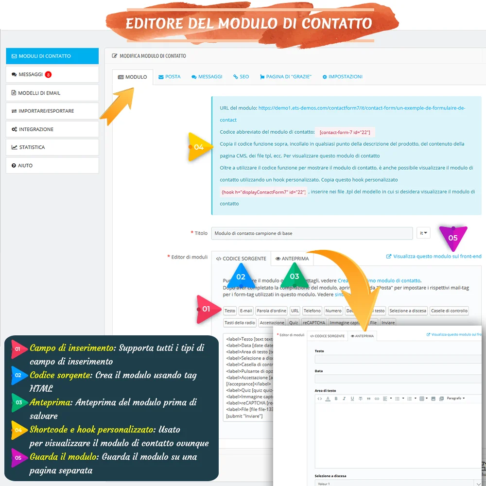 Presentazione di "Contact Form 7": Potente modulo di modulo di contatto PrestaShop