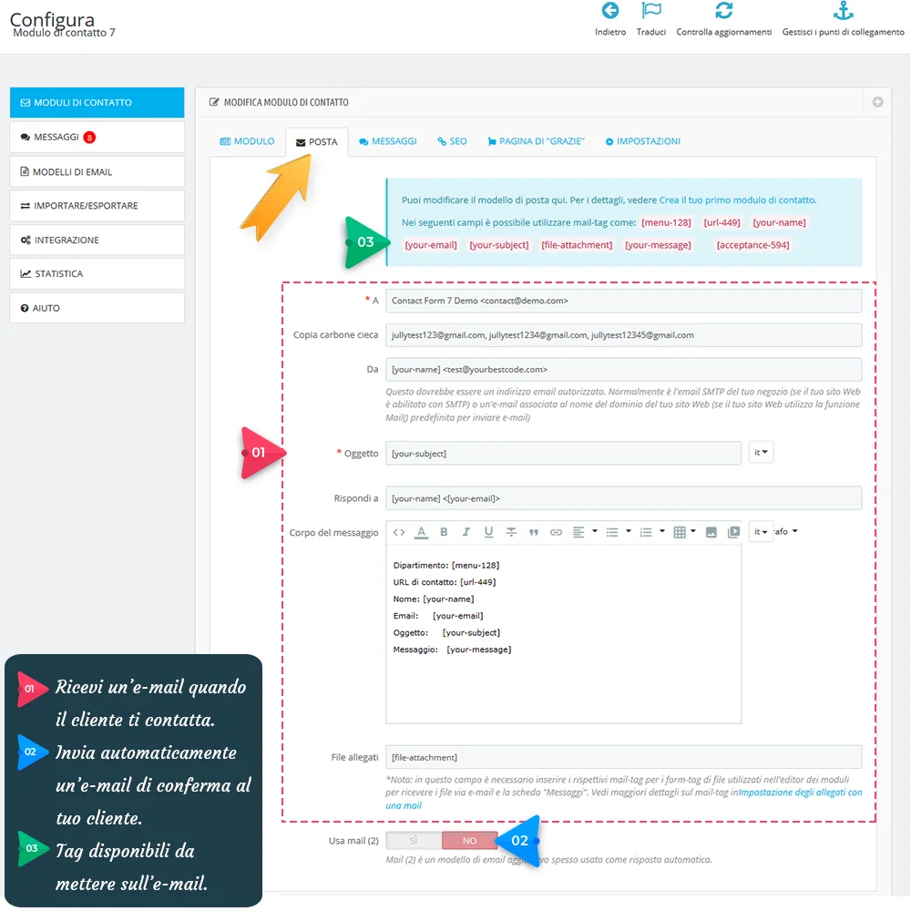 Presentazione di "Contact Form 7": Potente modulo di modulo di contatto PrestaShop