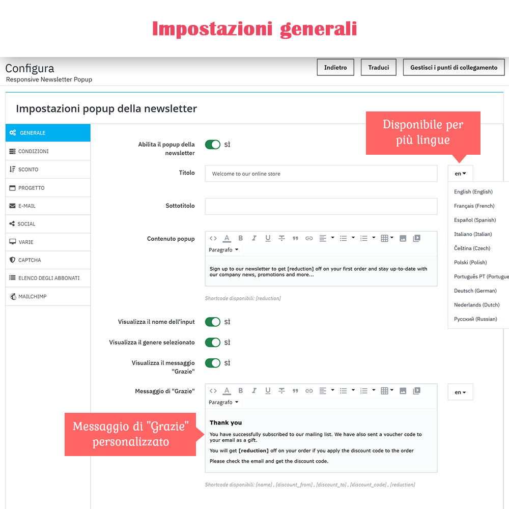 Presentazione del modulo Popup Newsletter PrestaShop