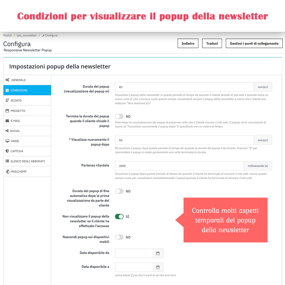 Presentazione del modulo Popup Newsletter PrestaShop