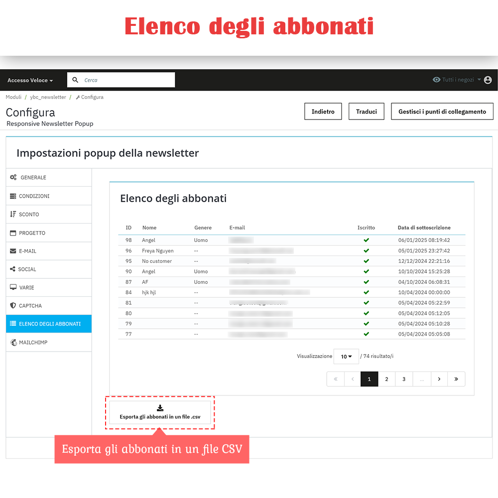 Presentazione del modulo Popup Newsletter PrestaShop