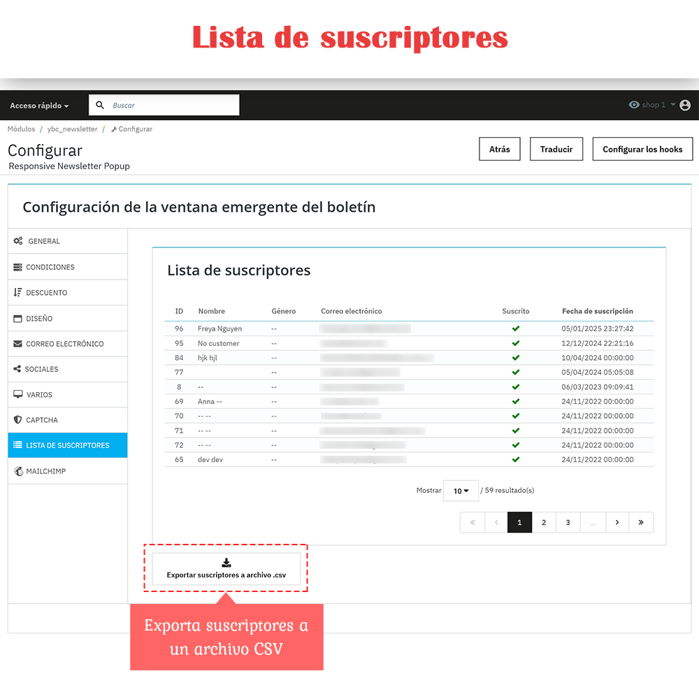 Introducción al módulo Popup de Boletín PrestaShop