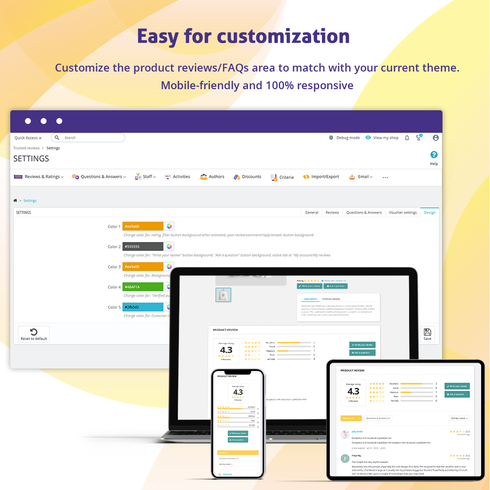 Customize the product reviews/FAQs easily