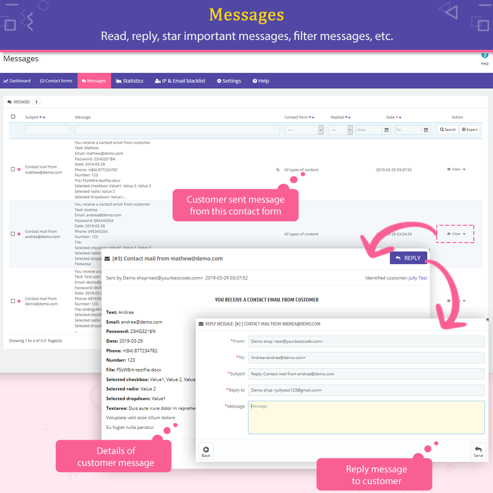 Giới thiệu tab "Tin nhắn" của mô-đun