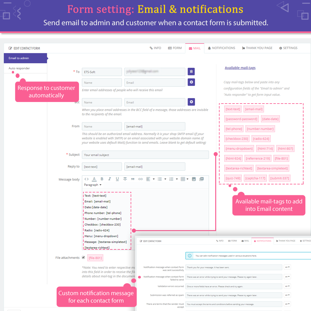 Cài đặt email và thông báo