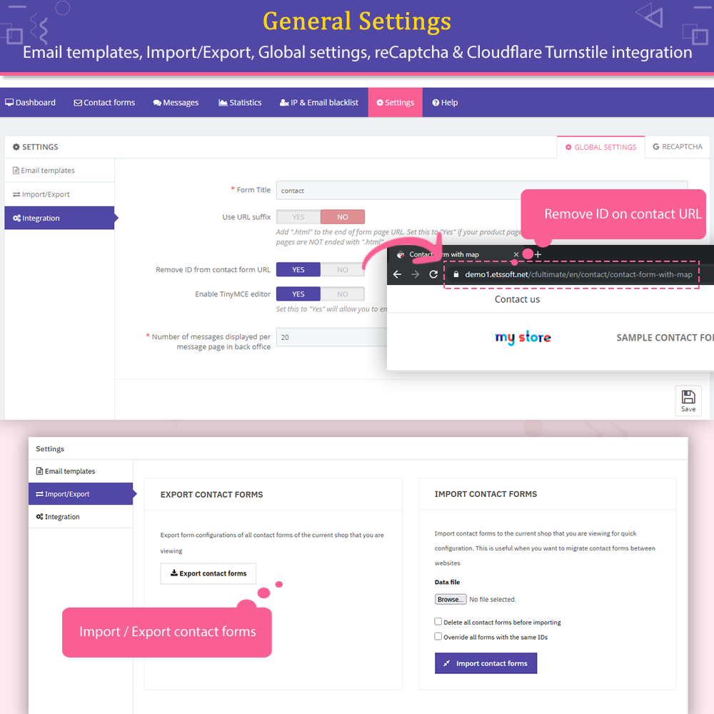 Cài đặt chung cho mô-đun liên hệ PrestaShop