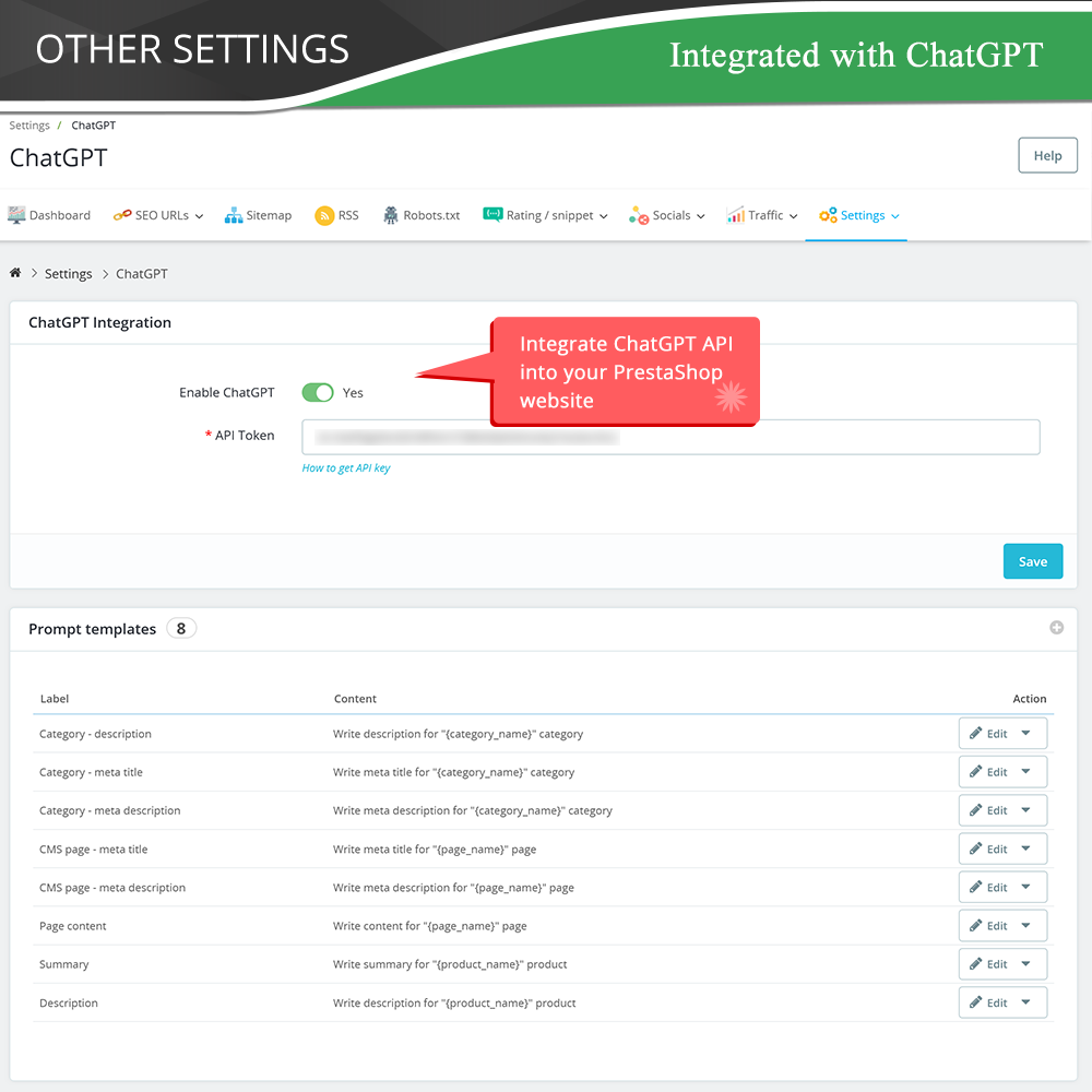 Các cài đặt khác của module kiểm tra SEO PrestaShop