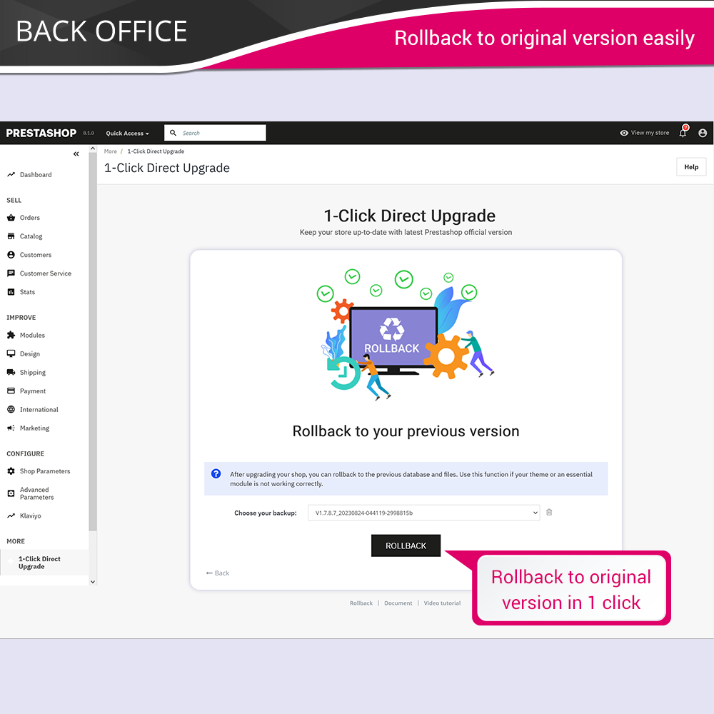Rollback to the original version easily
