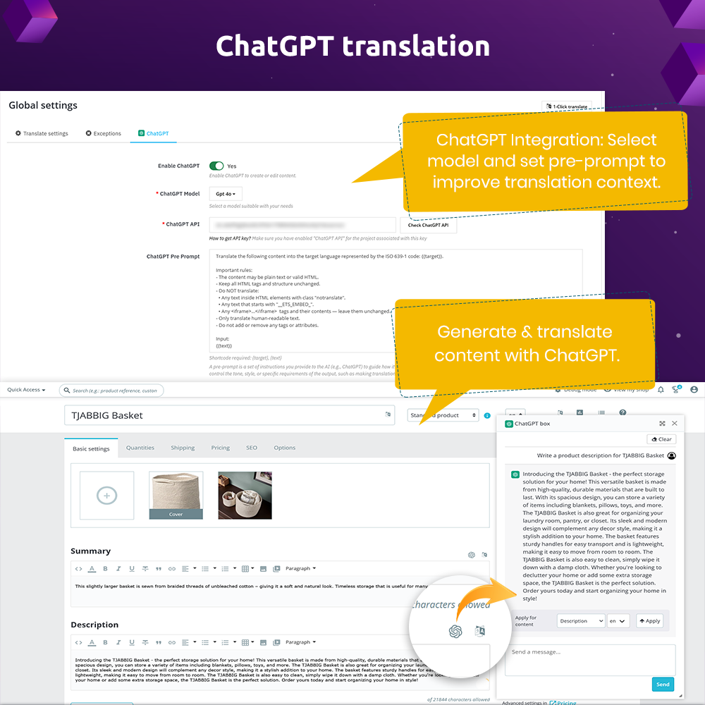 Automated PrestaShop translation module supports ChatGPT translation