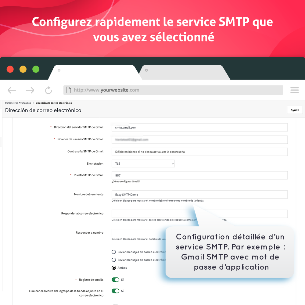 Configurez rapidement les services SMTP sélectionnés