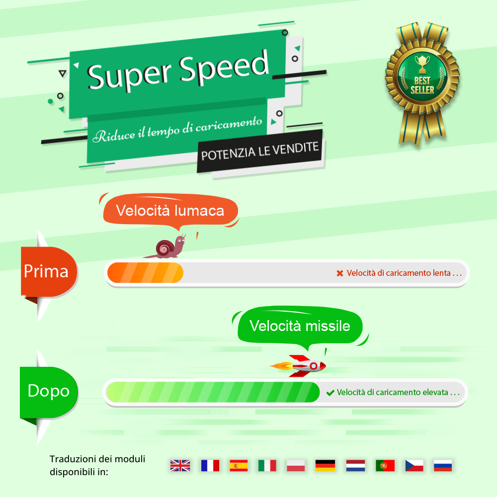 Super Speed - Incredibilmente veloce - WebP, Cache di pagina & SEO