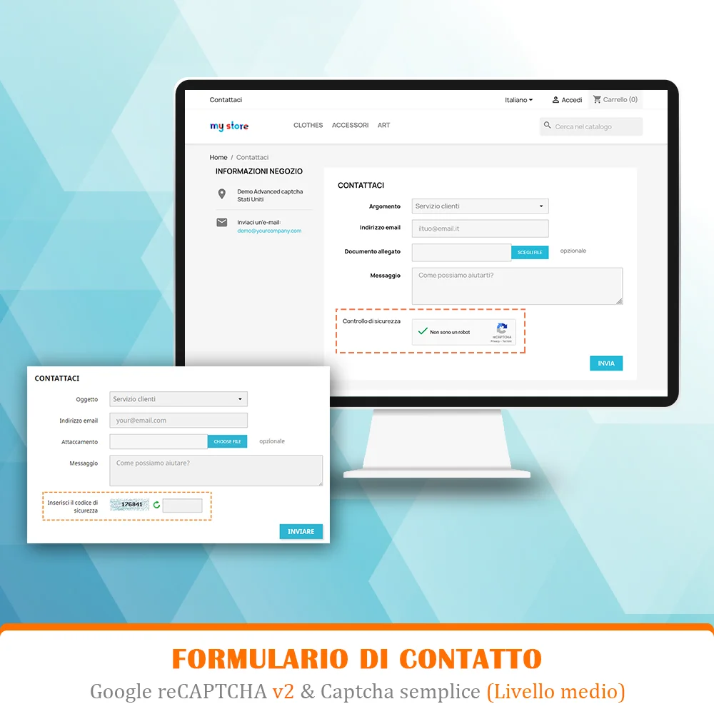 Google reCAPTCHA v2 e CAPTCHA semplice per il modulo di contatto