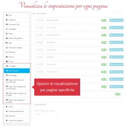 Il modulo blog Prestashop mostra le opzioni di configurazione per ogni pagina