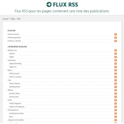 Flux RSS pour toutes les pages de liste d'articles