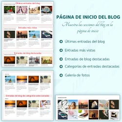 Secciones del blog mostradas en la página de inicio