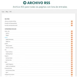 Feed RSS para todas las páginas de listado de publicaciones