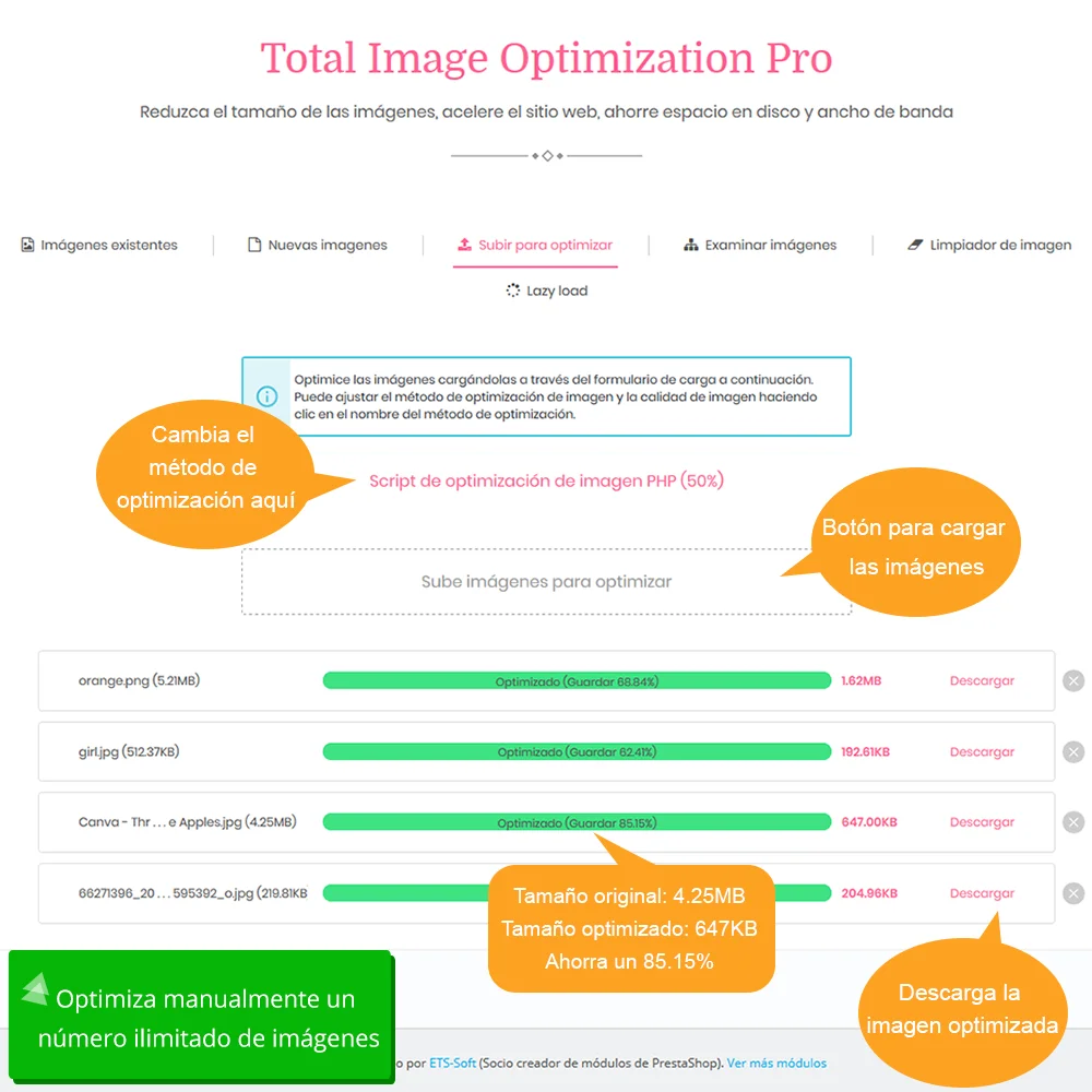 Presentar el módulo de compresión de imágenes PrestaShop