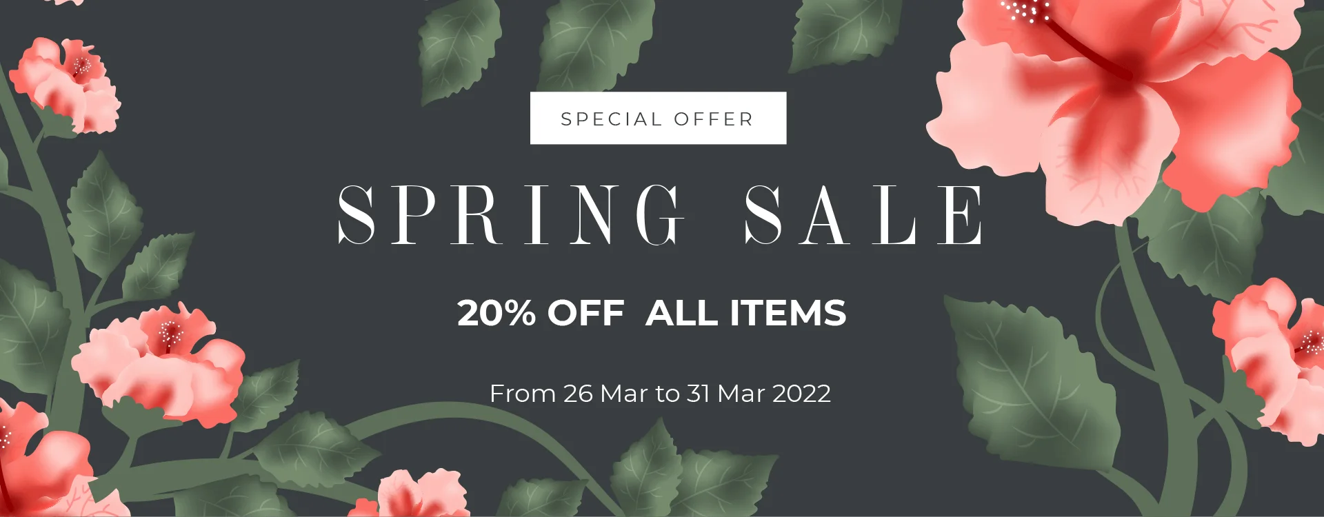 Spring Retail Sale Spring sale is right here! 20% off all orders!